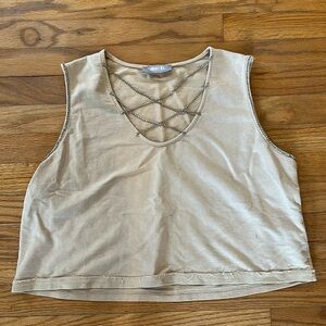 BOUTIQUE BRAND TAN & DIAMOND TOP SIZE M WESTERN-STYLE TOP